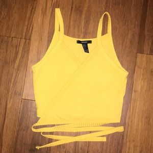 Yellow Wrap Tie Cropped Tank